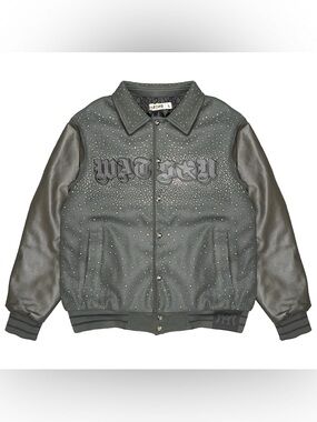 Studded Dark Gray Varsity Jacket by Watson- Size Medium